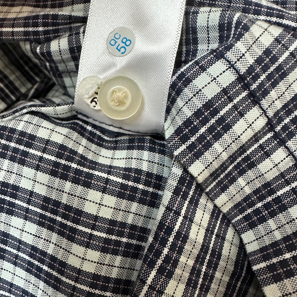 Everlane Navy White Plaid Tiered Mock Neck Dress Cotton Pockets Small S - Picture 9 of 10